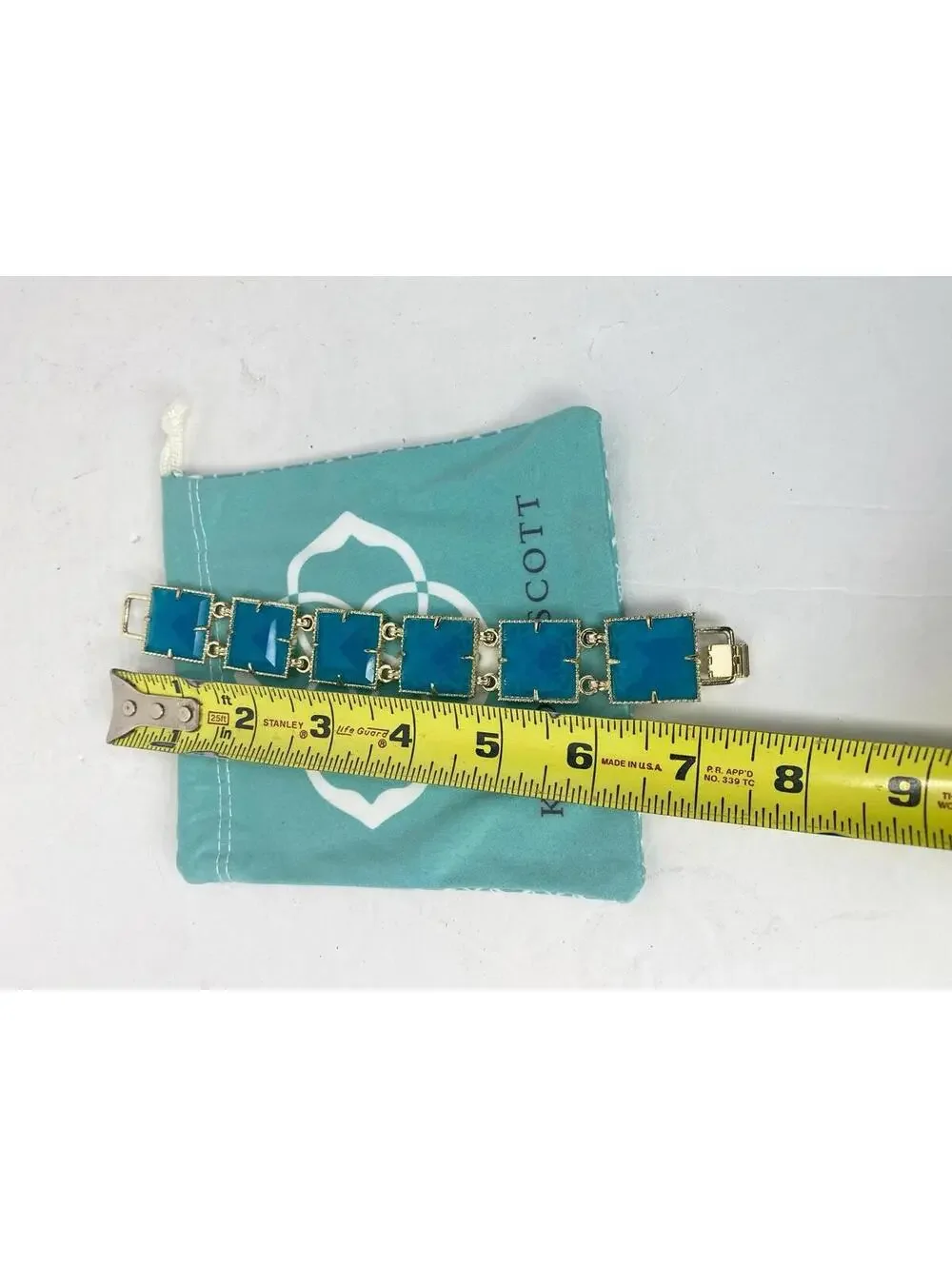 Retired Kendra Scott Savannah Azure Blue Bracelet In Gold Tone